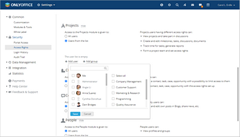 Restricting access to portal modules