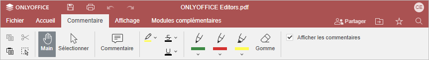 Onglet Commentaires