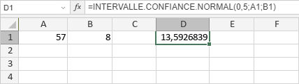 Fonction INTERVALLE.CONFIANCE.NORMAL