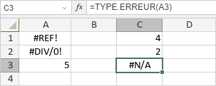 Fonction TYPE.ERREUR