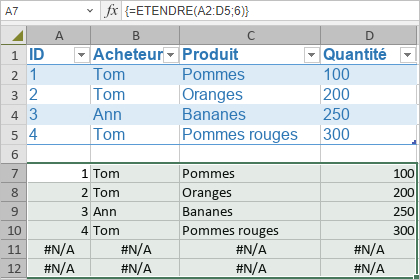 Fonction ÉTENDRE