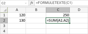 Fonction FORMULETEXTE