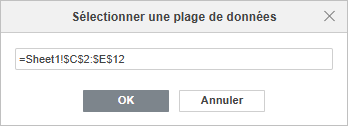 Fenêtre Sélectionner une plage de données