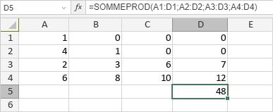 Fonction SOMMEPROD