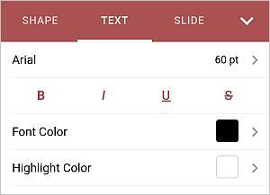 Text settings